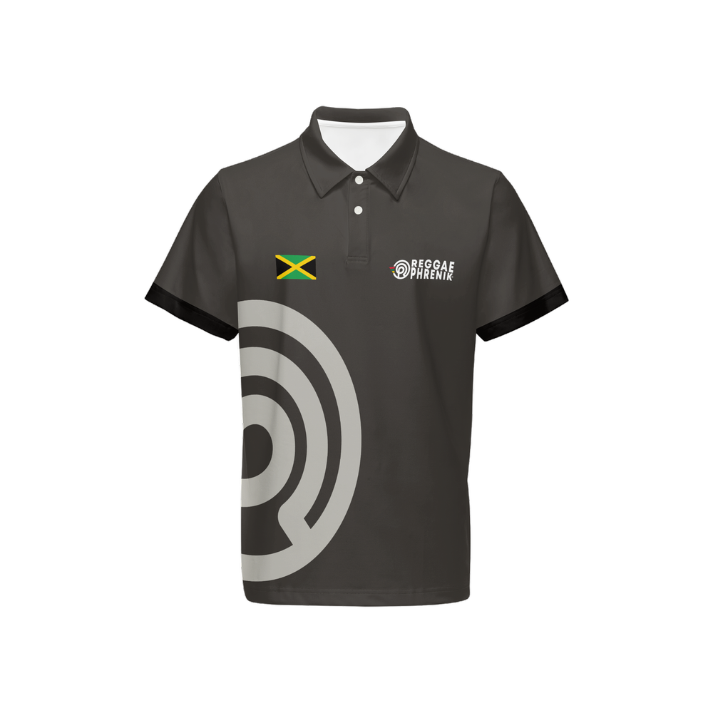 Vintage Black Split Logo Performance Polo