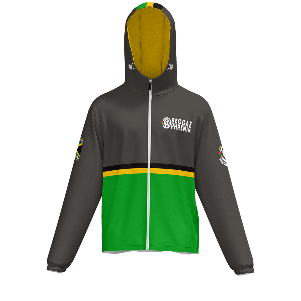 JA1962  Full-Zip Water-Resistant Hooded Windbreaker BLK