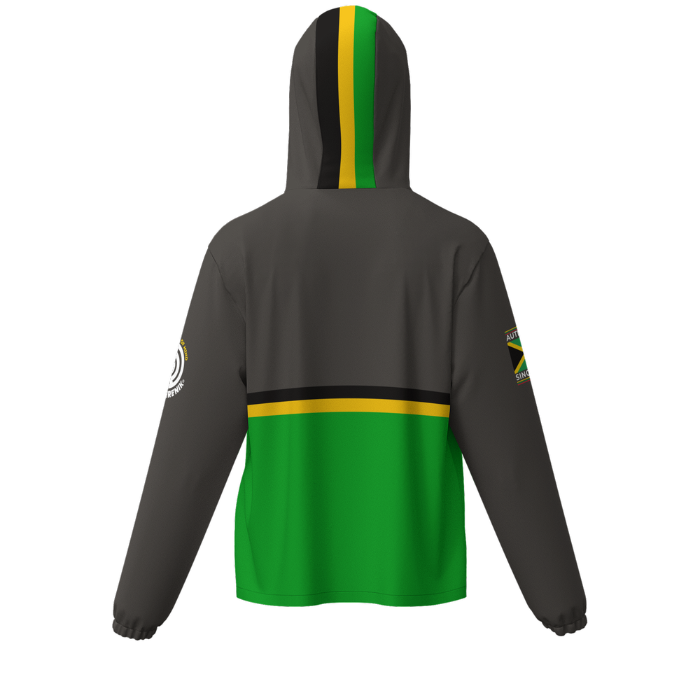 JA1962  Full-Zip Water-Resistant Hooded Windbreaker BLK