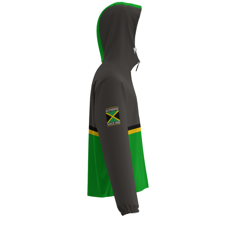 JA1962  Full-Zip Water-Resistant Hooded Windbreaker BLK