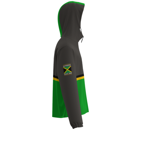 JA1962  Full-Zip Water-Resistant Hooded Windbreaker BLK