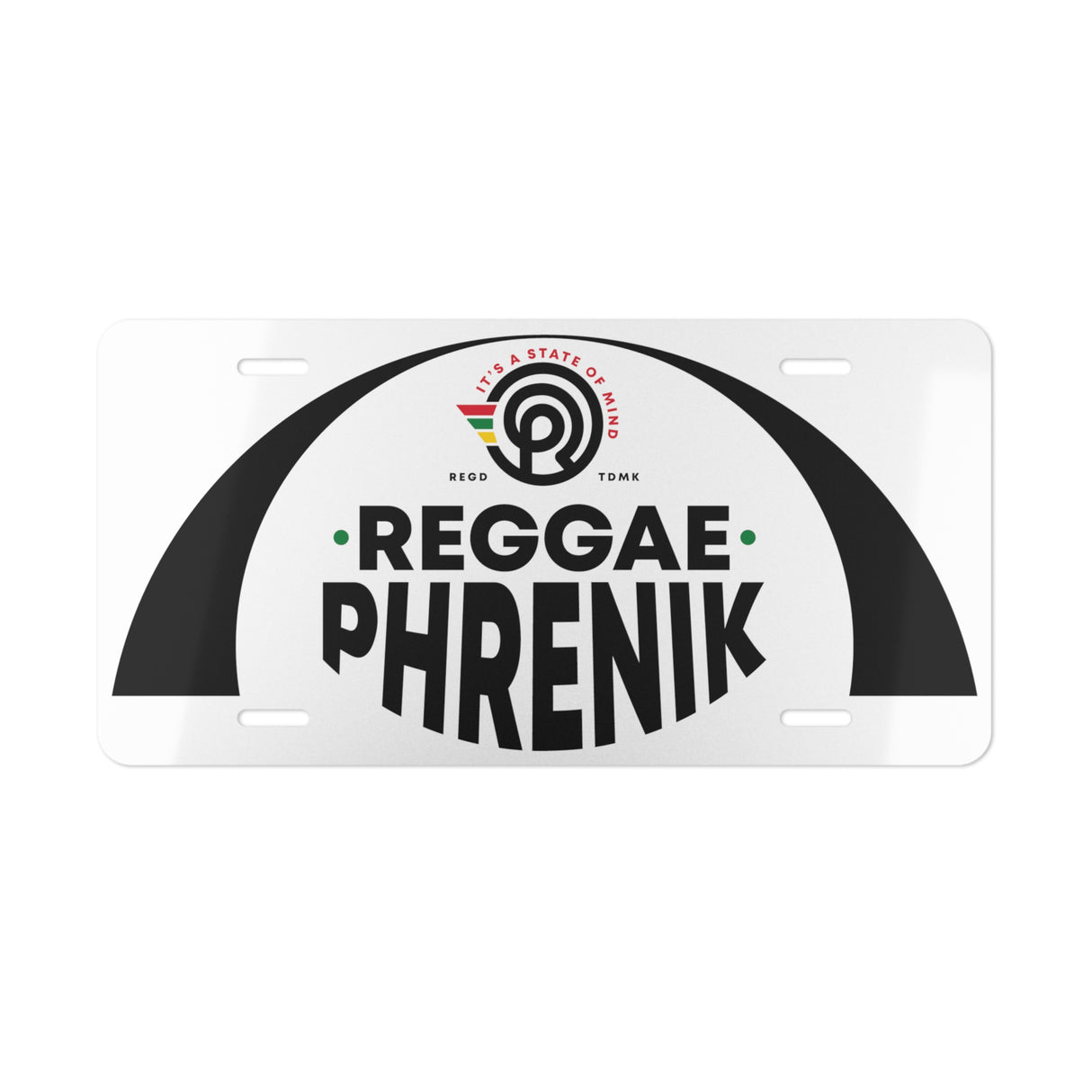 ReggaePhrenik®  Arc-Down Metal Vanity Plate